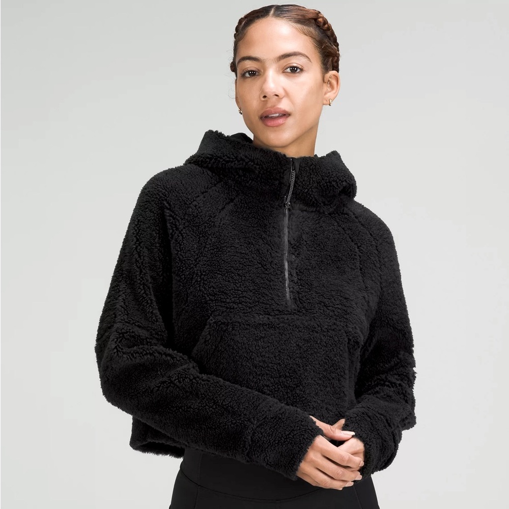 Lululemon Scuba Cropped Fleece Funnel-Neck Half-Zip - Black - M/L